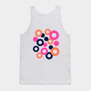 DROPS Polka Dots Rings Geometric Mid-Century Abstract in Retro Midnight Blue Orange Fuchsia Hot Pink - UnBlink Studio by Jackie Tahara Tank Top